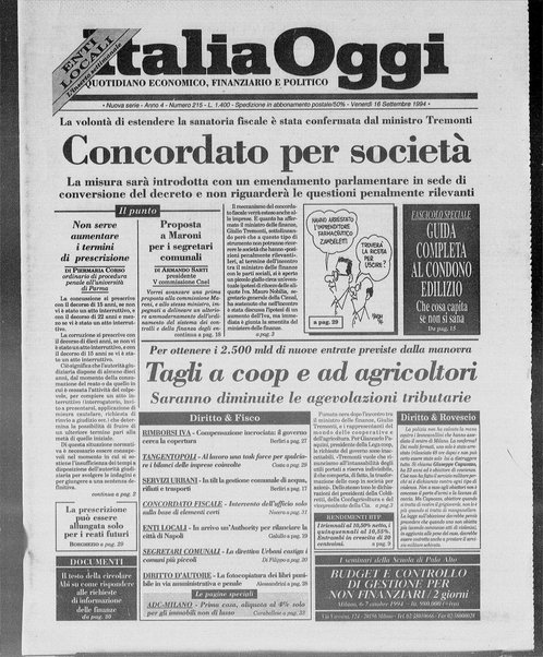 Italia oggi : quotidiano di economia finanza e politica